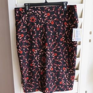 LulaRoe Cassie Floral Black Red Pencil XL Skirt